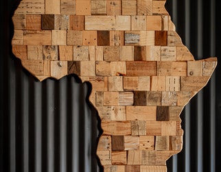 Map of Africa made with wood