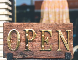 brown wooden framed-old open printed decorative signage